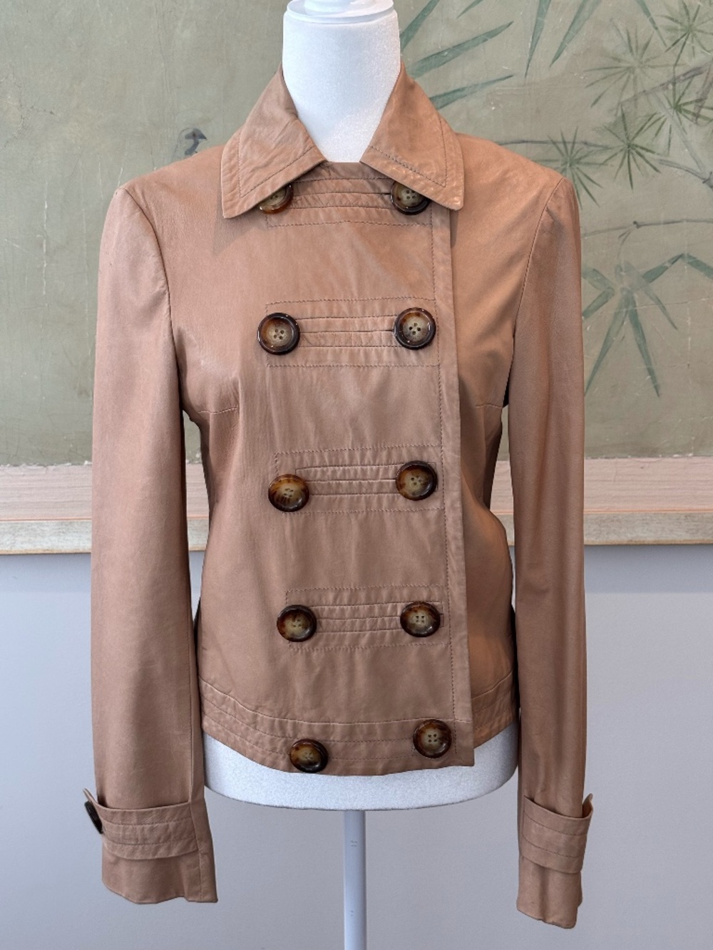 Michael Kors Camel Lambskin Leather Jacket